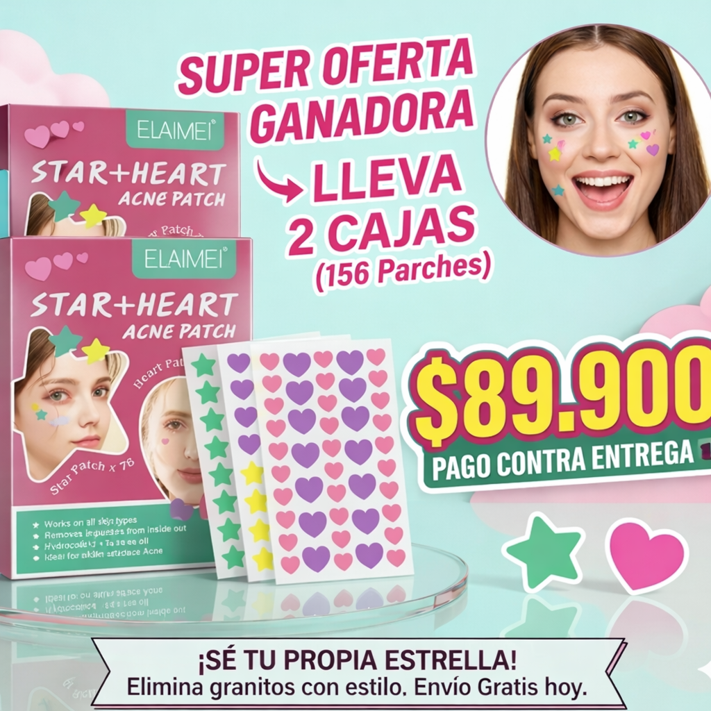 Kit de Emergencia: Parches para Acné Star+Heart (156 uds) - Lleva 2 Cajas x $89.900